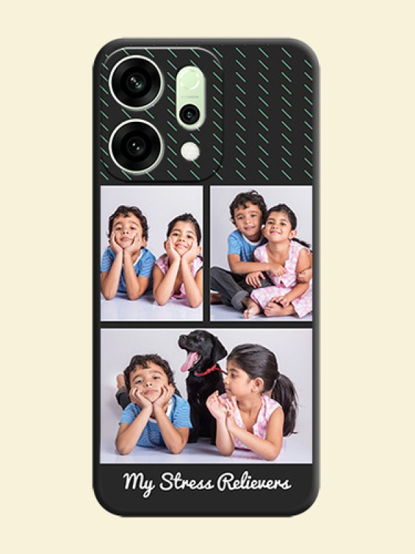 Cross Dotted Pattern with 2 Image Holder On Space Black Custom Soft Matte Mobile Back Cover - Oppo Reno 14 5G