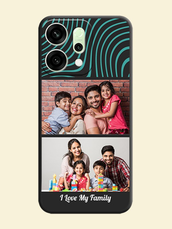 Wave Pattern with 2 Image Holder On Space Black Custom Soft Matte Mobile Back Cover - Oppo Reno 14 5G