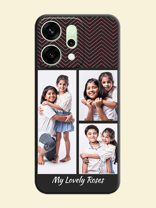 Wave Pattern with 3 Image Holder On Space Black Custom Soft Matte Mobile Back Cover - Oppo Reno 14 5G