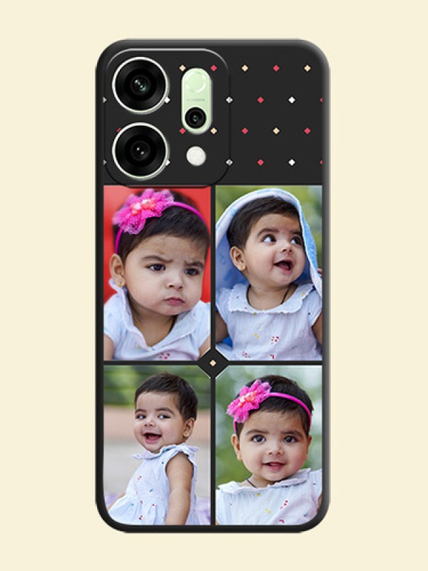 Multicolor Dotted Pattern with 4 Image Holder On Space Black Custom Soft Matte Mobile Back Cover - Oppo Reno 14 5G