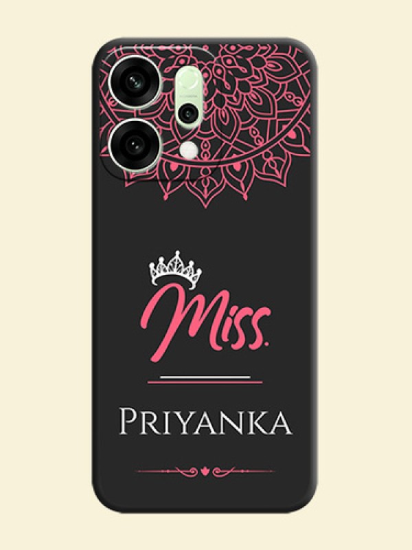 Mrs Name with Floral Design On Space Black Custom Soft Matte Mobile Back Cover - Oppo Reno 14 5G