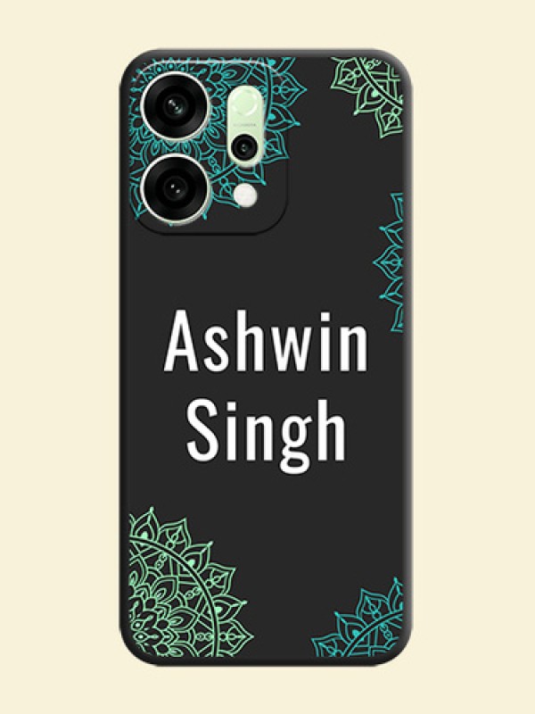 Your Name with Floral Design On Space Black Custom Soft Matte Mobile Back Cover - Oppo Reno 14 5G