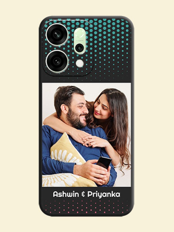 Faded Dots with Grunge Photo Frame and Text On Space Black Custom Soft Matte Mobile Back Cover - Oppo Reno 14 5G