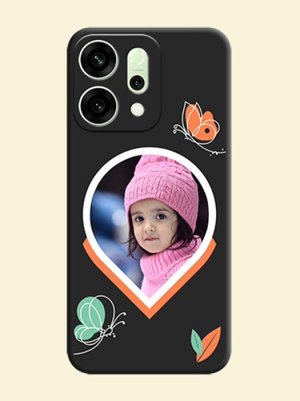 Upload Pic With Simple Butterly Design On Space Black Custom Soft Matte Mobile Back Cover - Oppo Reno 14 5G