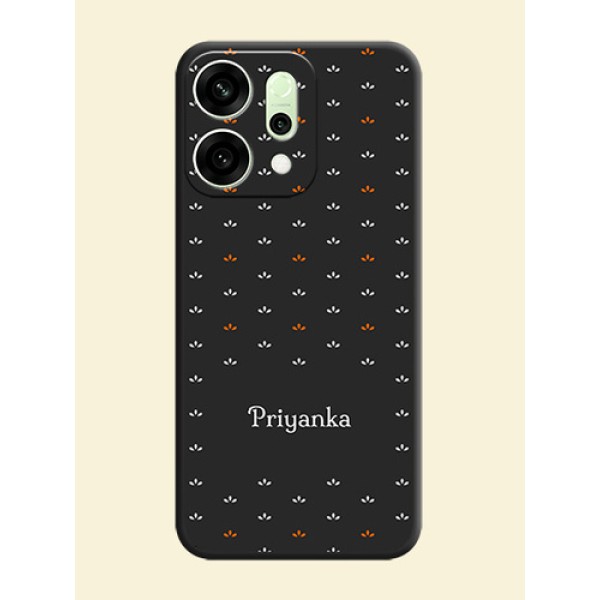 Simple Pattern With Custom Text On Space Black Custom Soft Matte Mobile Back Cover - Oppo Reno 14 5G