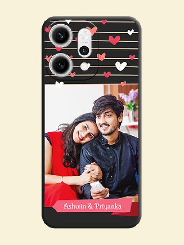 Love Pattern with Name on Pink Ribbon on Photo On Space Black Custom Soft Matte Mobile Back Cover - Oppo Reno 14 Pro 5G