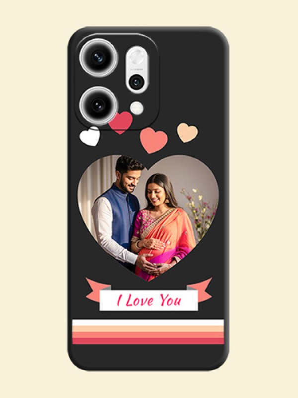 Love Shaped Photo with Colorful Stripes On Space Black Custom Soft Matte Mobile Back Cover - Oppo Reno 14 Pro 5G