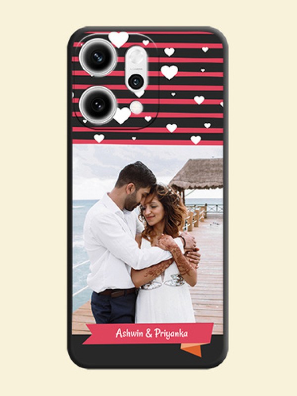 White Color Love Symbols with Pink Lines Pattern On Space Black Custom Soft Matte Mobile Back Cover - Oppo Reno 14 Pro 5G