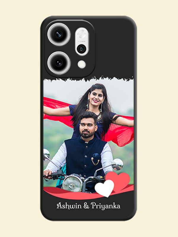 Pin Color Love Shaped Ribbon Design with Text On Space Black Custom Soft Matte Mobile Back Cover - Oppo Reno 14 Pro 5G