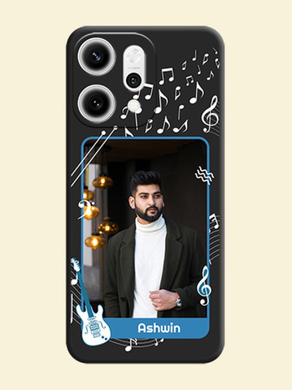 Musical Theme Design with Text on Photo On Space Black Custom Soft Matte Mobile Back Cover - Oppo Reno 14 Pro 5G