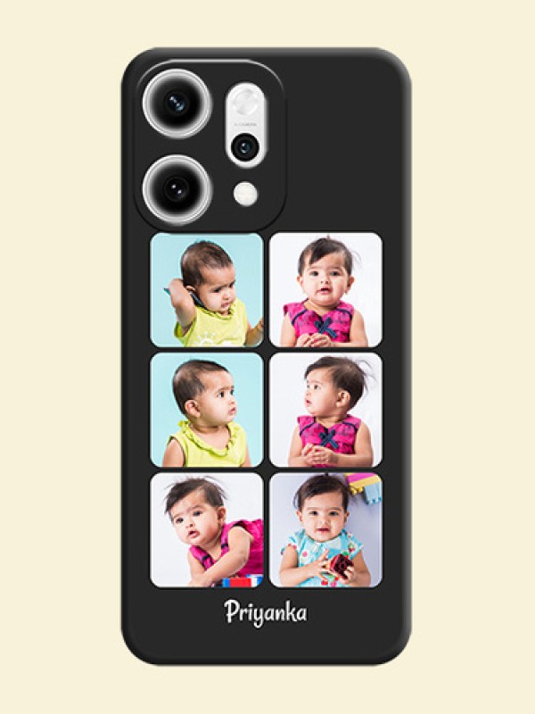Floral Art with 6 Image Holder on Photo On Space Black Custom Soft Matte Mobile Back Cover - Oppo Reno 14 Pro 5G