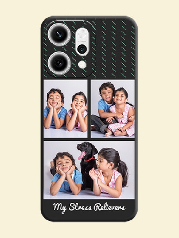 Cross Dotted Pattern with 2 Image Holder On Space Black Custom Soft Matte Mobile Back Cover - Oppo Reno 14 Pro 5G
