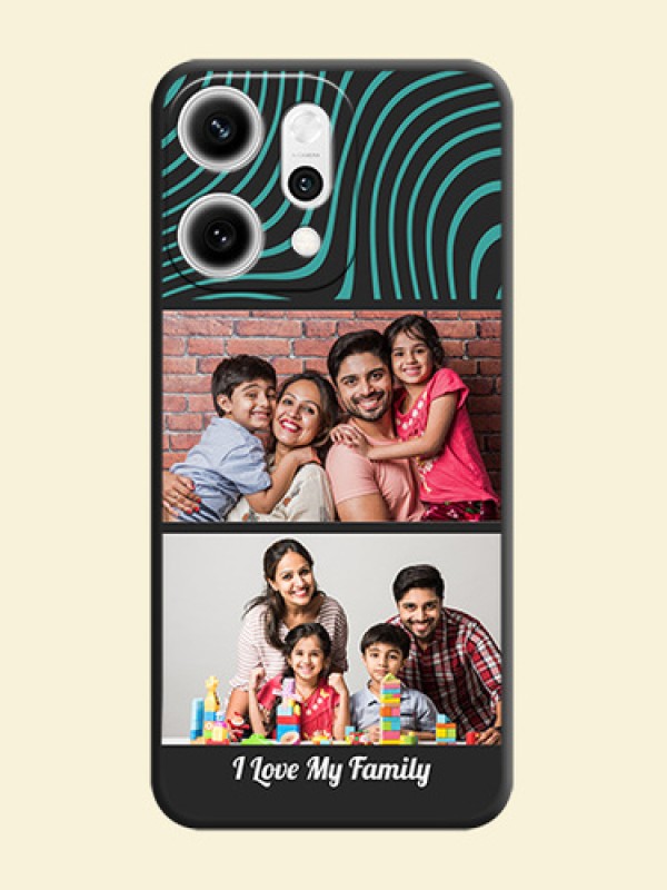 Wave Pattern with 2 Image Holder On Space Black Custom Soft Matte Mobile Back Cover - Oppo Reno 14 Pro 5G