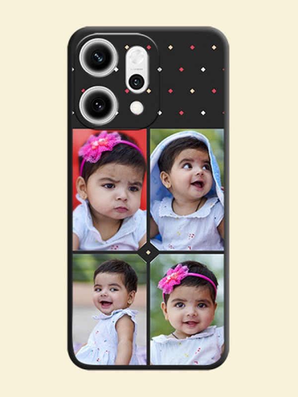 Multicolor Dotted Pattern with 4 Image Holder On Space Black Custom Soft Matte Mobile Back Cover - Oppo Reno 14 Pro 5G