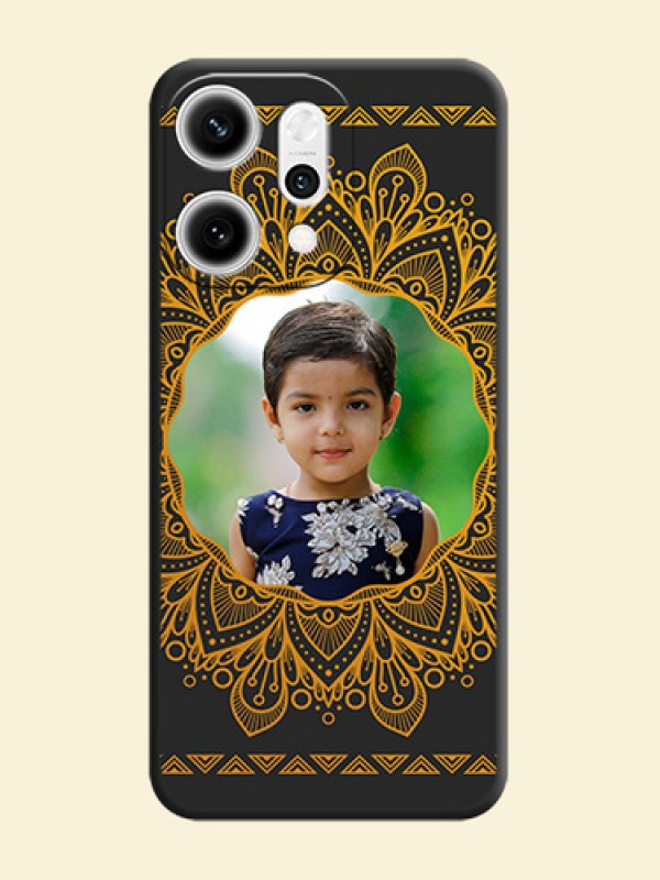 Round Image with Floral Design On Space Black Custom Soft Matte Mobile Back Cover - Oppo Reno 14 Pro 5G