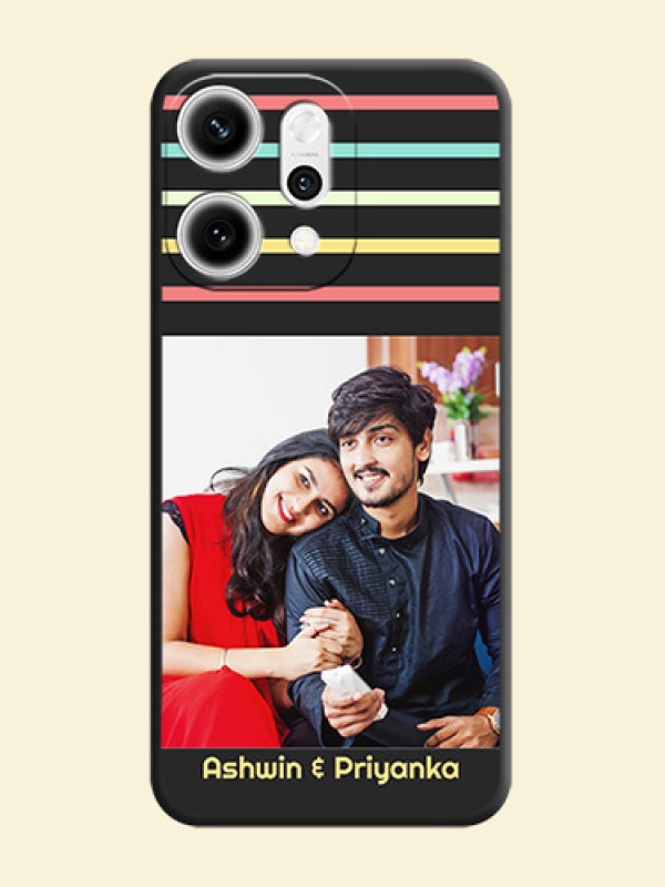 Color Stripes with Photo and Text on Photo On Space Black Custom Soft Matte Mobile Back Cover - Oppo Reno 14 Pro 5G