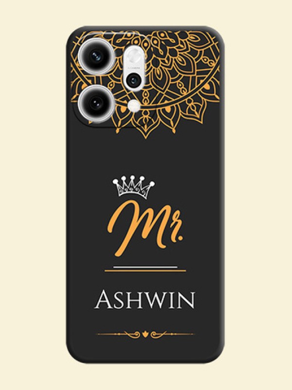 Mr Name with Floral Design On Space Black Custom Soft Matte Mobile Back Cover - Oppo Reno 14 Pro 5G