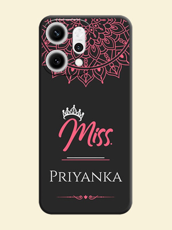 Mrs Name with Floral Design On Space Black Custom Soft Matte Mobile Back Cover - Oppo Reno 14 Pro 5G