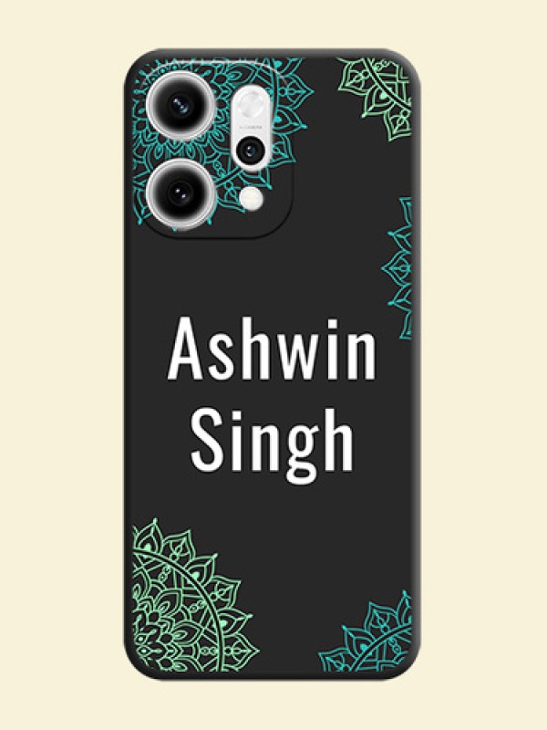 Your Name with Floral Design On Space Black Custom Soft Matte Mobile Back Cover - Oppo Reno 14 Pro 5G