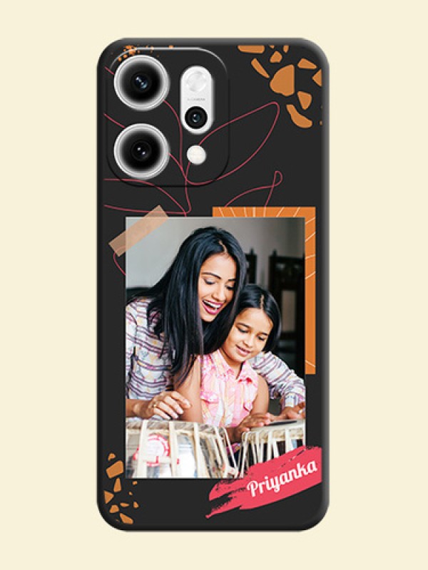 Orange Photo Frame On Space Black Custom Soft Matte Mobile Back Cover - Oppo Reno 14 Pro 5G