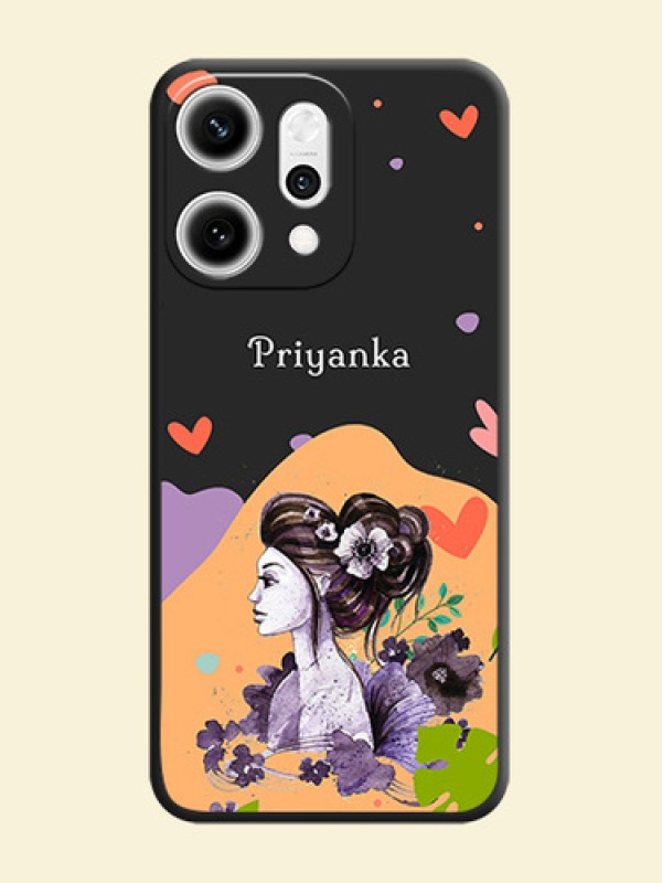 Namecase For Her With Fancy Lady Image On Space Black Custom Soft Matte Mobile Back Cover - Oppo Reno 14 Pro 5G