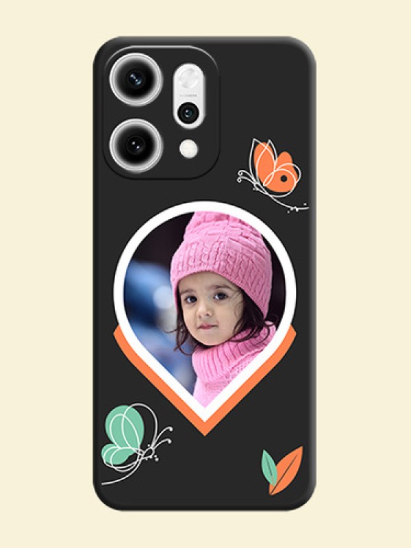 Upload Pic With Simple Butterly Design On Space Black Custom Soft Matte Mobile Back Cover - Oppo Reno 14 Pro 5G