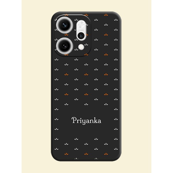 Simple Pattern With Custom Text On Space Black Custom Soft Matte Mobile Back Cover - Oppo Reno 14 Pro 5G