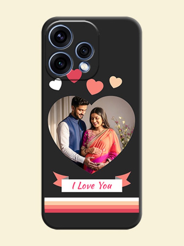 Love Shaped Photo with Colorful Stripes On Space Black Custom Soft Matte Mobile Back Cover - Oppo Reno 15 5G