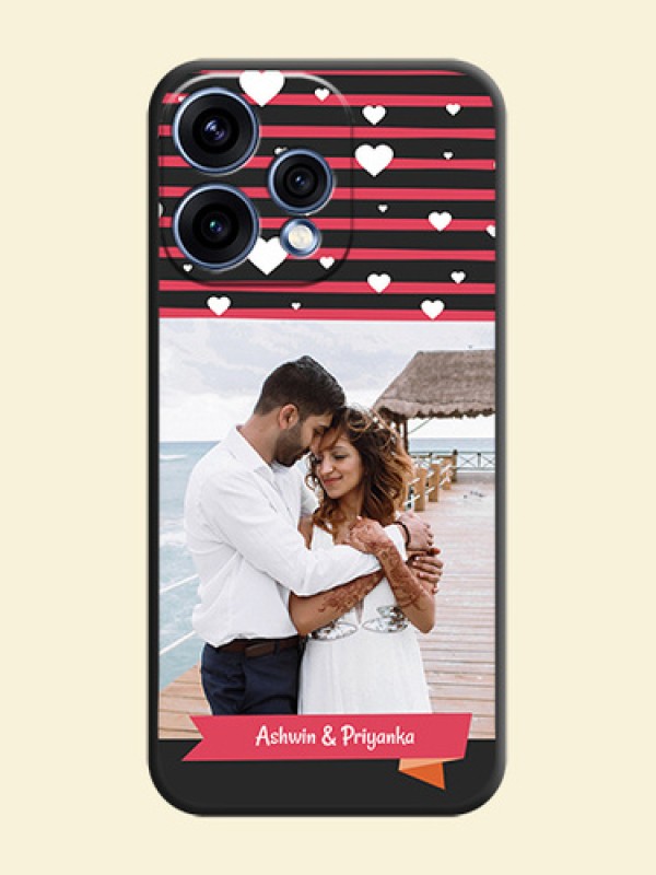 White Color Love Symbols with Pink Lines Pattern On Space Black Custom Soft Matte Mobile Back Cover - Oppo Reno 15 5G