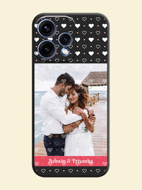 White Color Love Symbols with Text Design on Photo On Space Black Custom Soft Matte Mobile Back Cover - Oppo Reno 15 5G