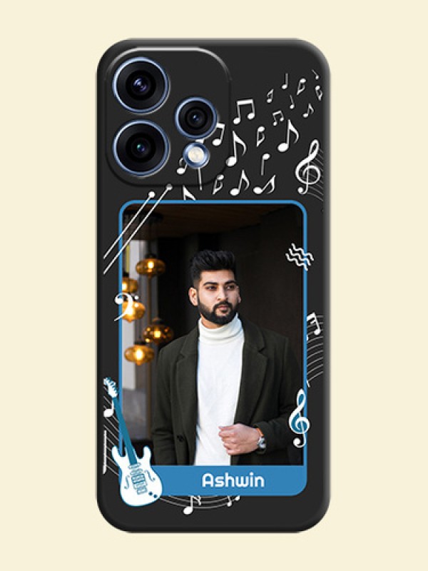 Musical Theme Design with Text on Photo On Space Black Custom Soft Matte Mobile Back Cover - Oppo Reno 15 5G