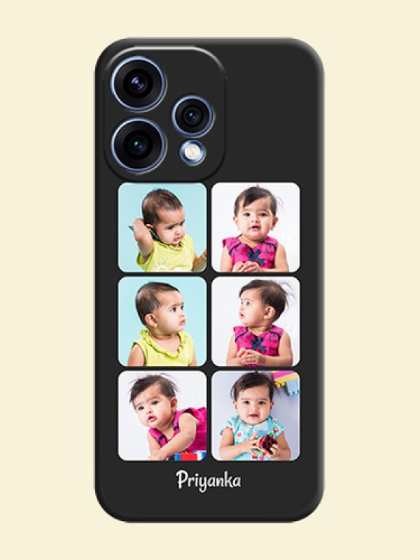 Floral Art with 6 Image Holder on Photo On Space Black Custom Soft Matte Mobile Back Cover - Oppo Reno 15 5G