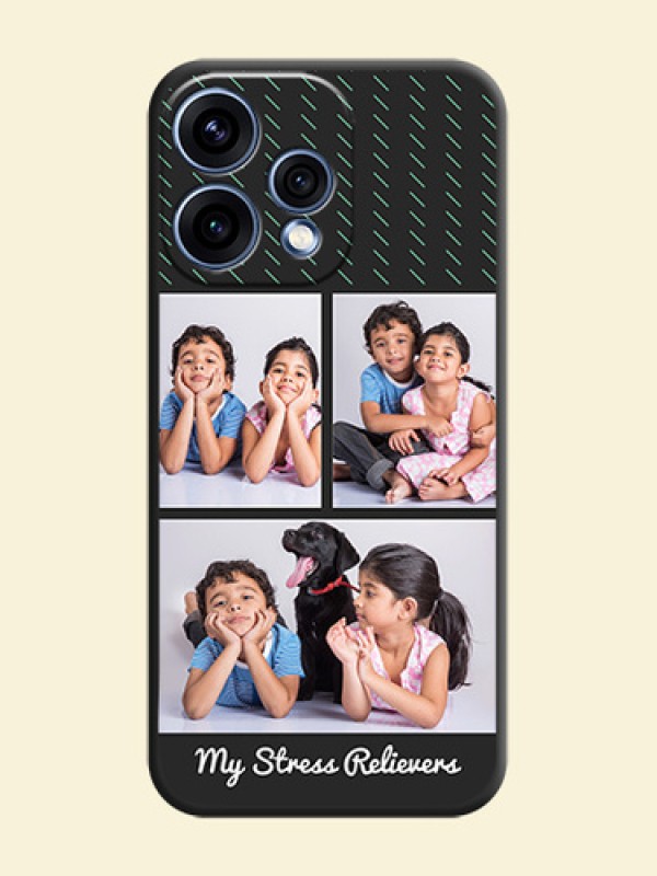 Cross Dotted Pattern with 2 Image Holder On Space Black Custom Soft Matte Mobile Back Cover - Oppo Reno 15 5G