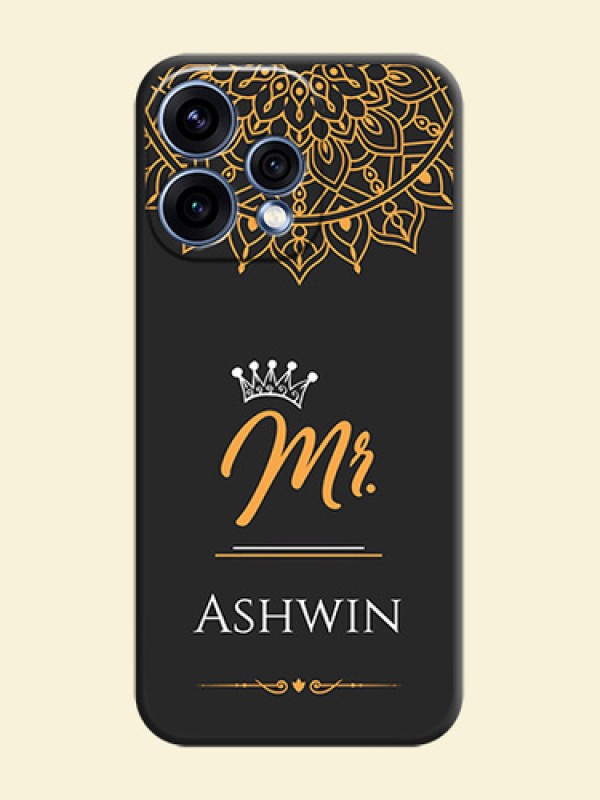 Mr Name with Floral Design On Space Black Custom Soft Matte Mobile Back Cover - Oppo Reno 15 5G