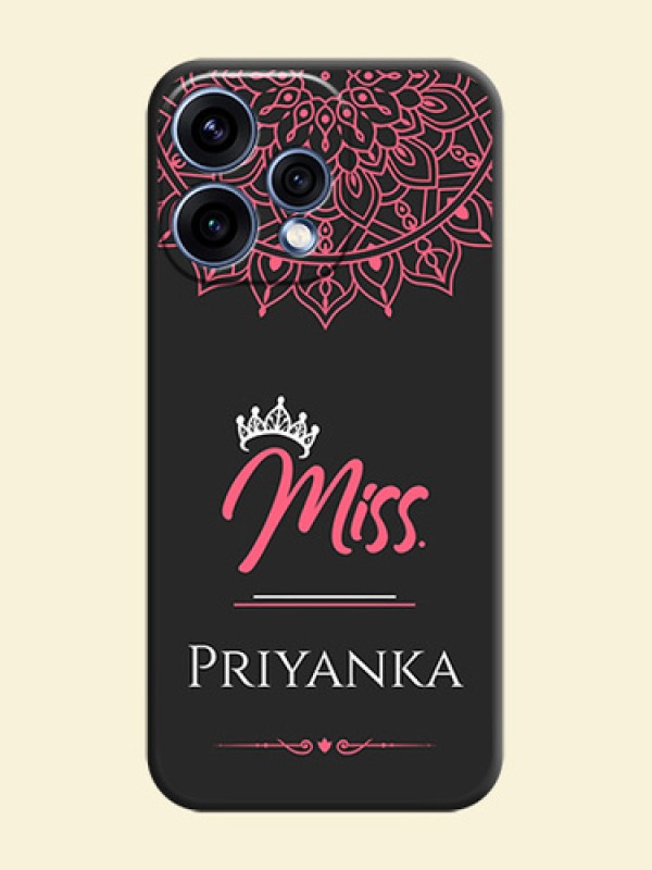Mrs Name with Floral Design On Space Black Custom Soft Matte Mobile Back Cover - Oppo Reno 15 5G