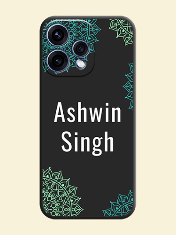 Your Name with Floral Design On Space Black Custom Soft Matte Mobile Back Cover - Oppo Reno 15 5G