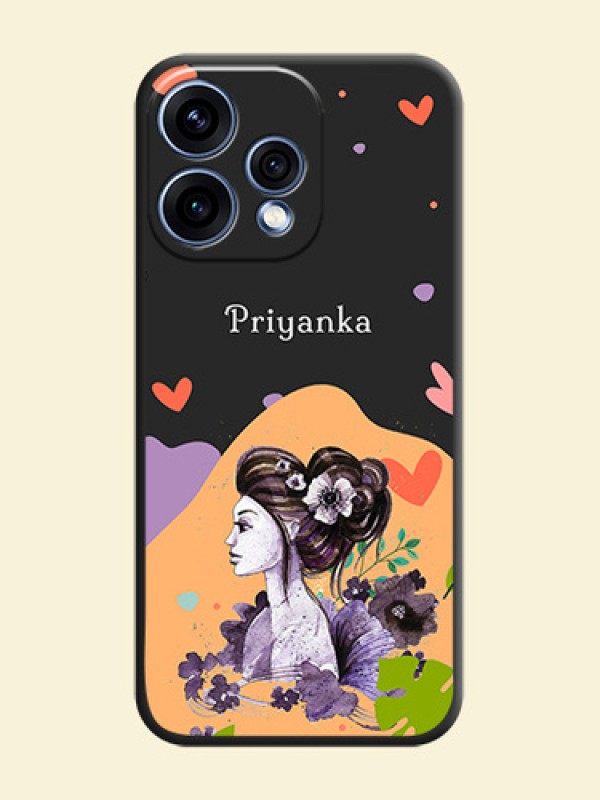 Namecase For Her With Fancy Lady Image On Space Black Custom Soft Matte Mobile Back Cover - Oppo Reno 15 5G