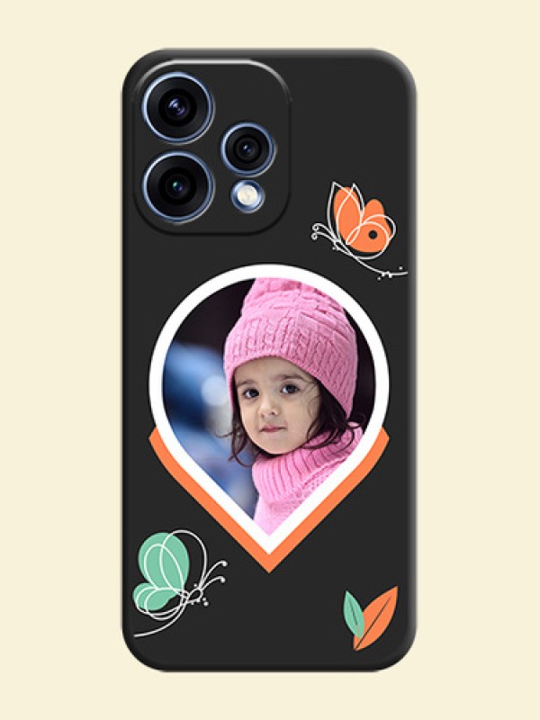 Upload Pic With Simple Butterly Design On Space Black Custom Soft Matte Mobile Back Cover - Oppo Reno 15 5G
