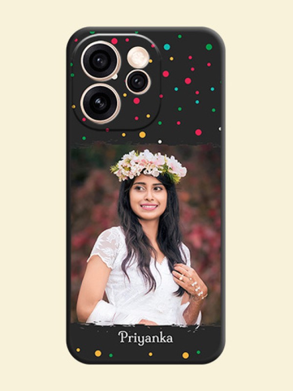 Multicolor Dotted Pattern with Text On Space Black Custom Soft Matte Mobile Back Cover - Oppo Reno 15 Pro 5G