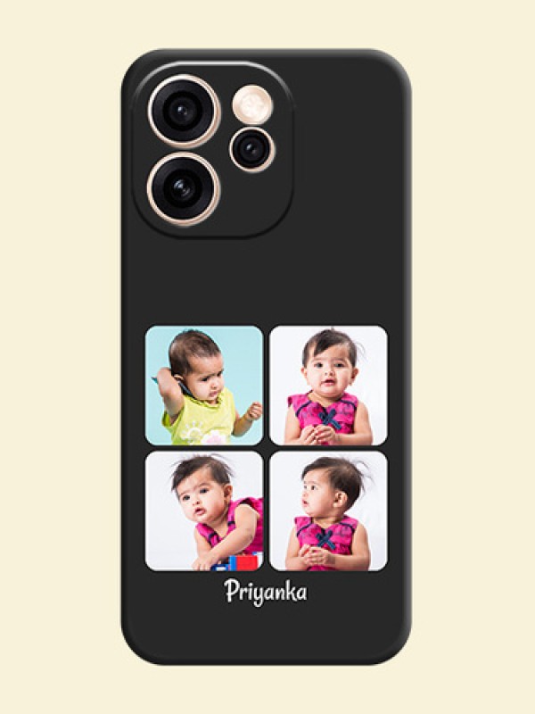 Floral Art with 6 Image Holder on Photo On Space Black Custom Soft Matte Mobile Back Cover - Oppo Reno 15 Pro 5G