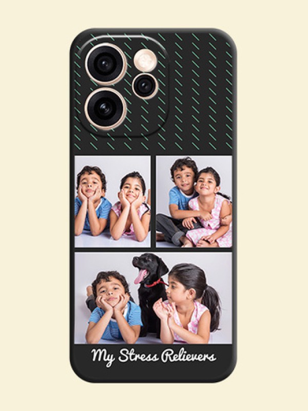 Cross Dotted Pattern with 2 Image Holder On Space Black Custom Soft Matte Mobile Back Cover - Oppo Reno 15 Pro 5G