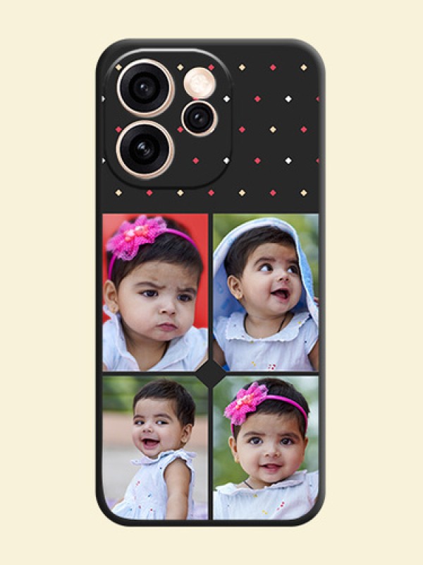 Multicolor Dotted Pattern with 4 Image Holder On Space Black Custom Soft Matte Mobile Back Cover - Oppo Reno 15 Pro 5G
