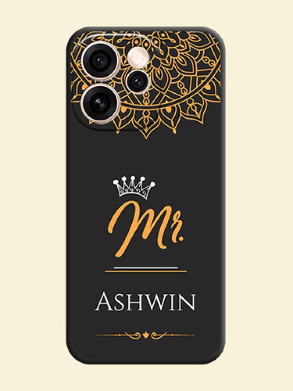 Mr Name with Floral Design On Space Black Custom Soft Matte Mobile Back Cover - Oppo Reno 15 Pro 5G