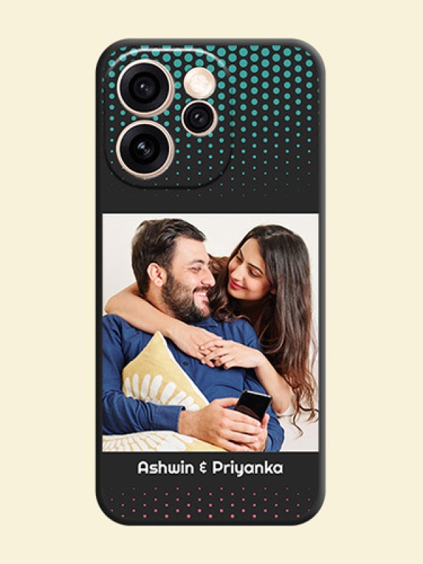 Faded Dots with Grunge Photo Frame and Text On Space Black Custom Soft Matte Mobile Back Cover - Oppo Reno 15 Pro 5G