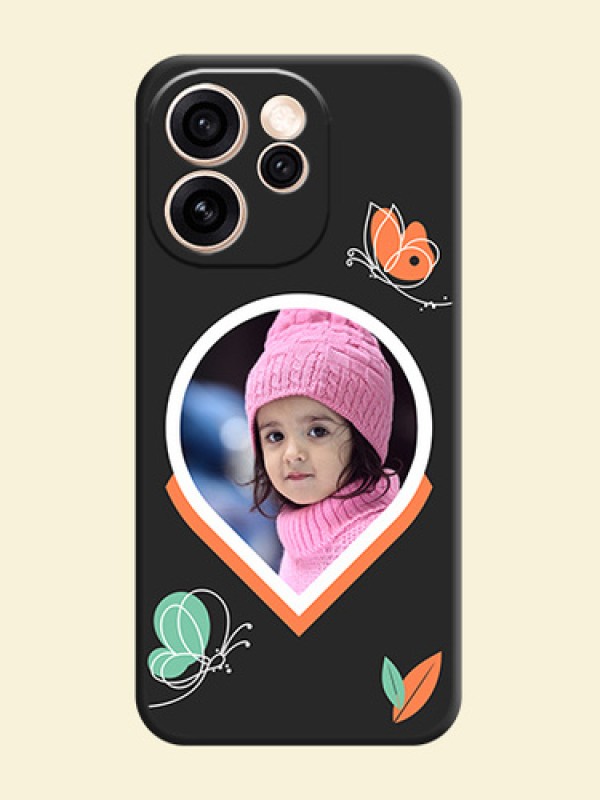 Upload Pic With Simple Butterly Design On Space Black Custom Soft Matte Mobile Back Cover - Oppo Reno 15 Pro 5G
