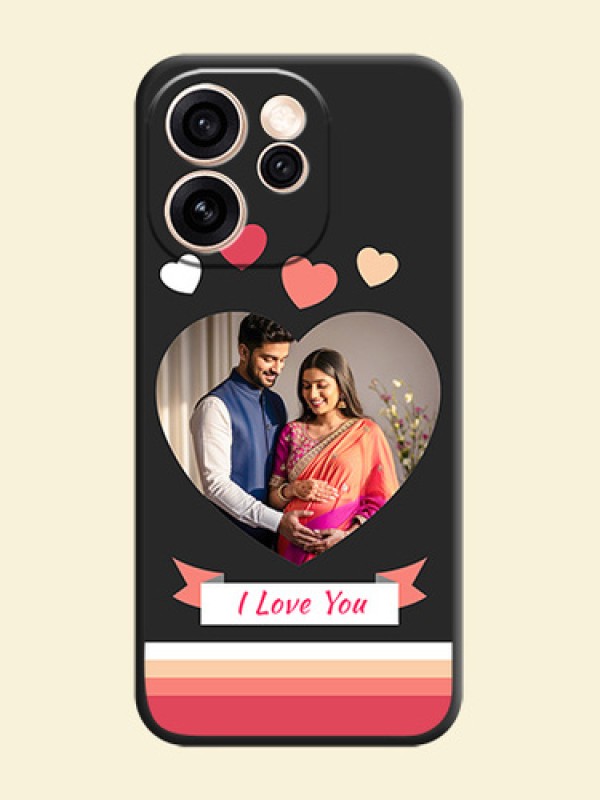Love Shaped Photo with Colorful Stripes On Space Black Custom Soft Matte Mobile Back Cover - Oppo Reno 15 Pro Mini 5G