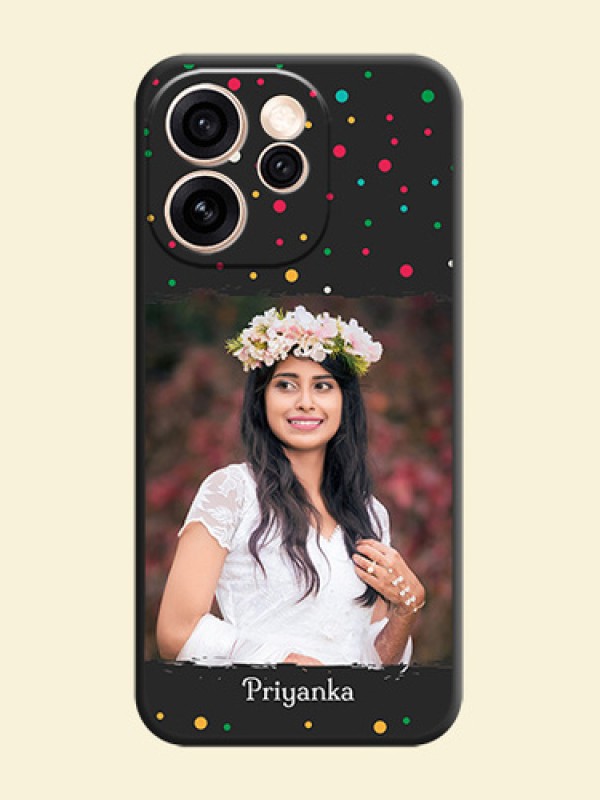 Multicolor Dotted Pattern with Text On Space Black Custom Soft Matte Mobile Back Cover - Oppo Reno 15 Pro Mini 5G