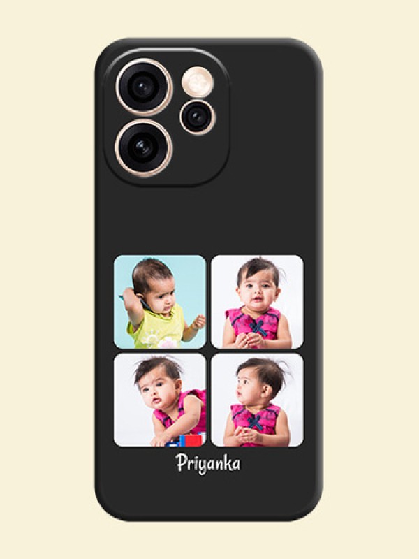 Floral Art with 6 Image Holder on Photo On Space Black Custom Soft Matte Mobile Back Cover - Oppo Reno 15 Pro Mini 5G