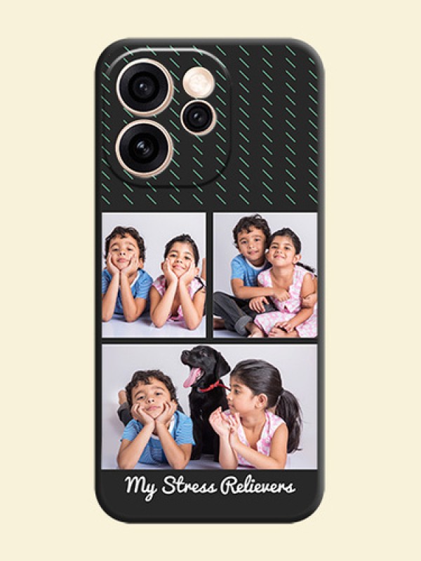 Cross Dotted Pattern with 2 Image Holder On Space Black Custom Soft Matte Mobile Back Cover - Oppo Reno 15 Pro Mini 5G