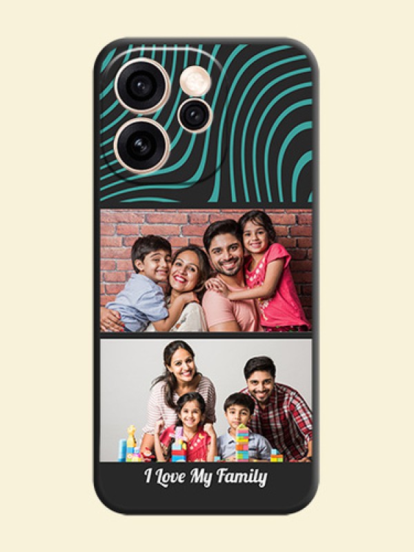 Wave Pattern with 2 Image Holder On Space Black Custom Soft Matte Mobile Back Cover - Oppo Reno 15 Pro Mini 5G